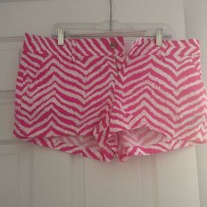 Lilly Pulitzer shorts pink zebra print gold button